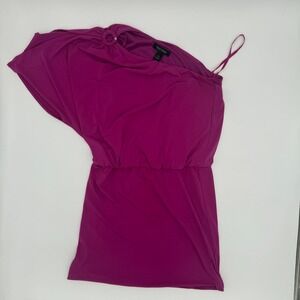 White House Black Market One Shoulder Mini Dress Dress Womens 6 Purple Stretch
